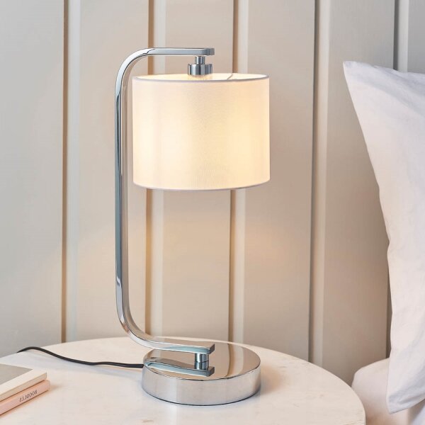 Endon 57917 - Lampada da tavolo dimmerabile CANNING 1xE14/40W/230V cromo lucido/bianco