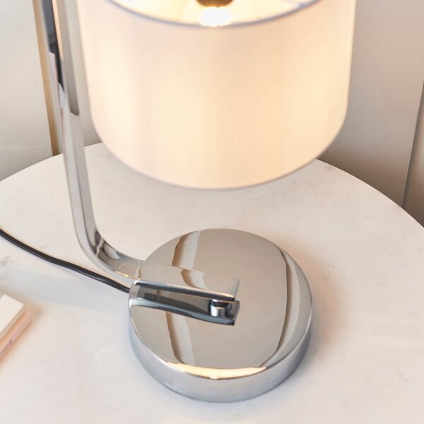 Endon 57917 - Lampada da tavolo dimmerabile CANNING 1xE14/40W/230V cromo lucido/bianco