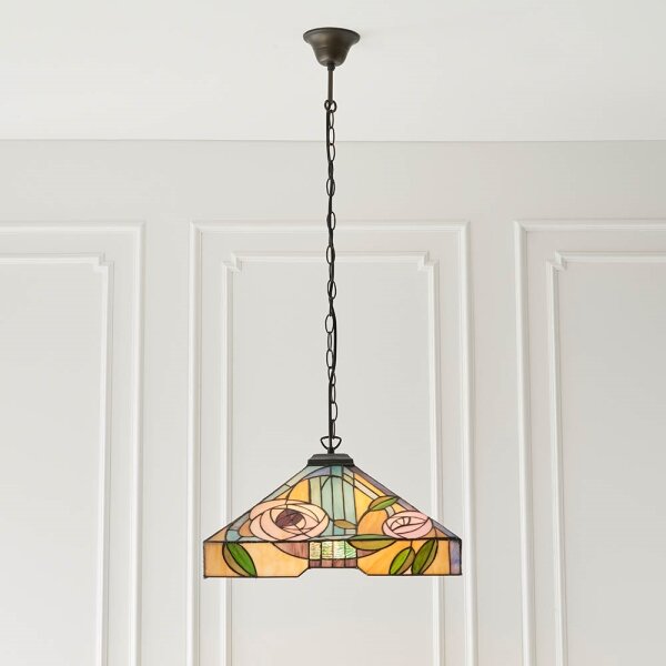 Endon 64384 - Lampadario a sospensione con catena Tiffany WILLOW 3xE27/60W/230V