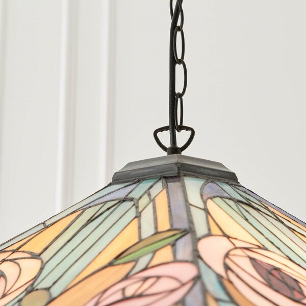Endon 64384 - Lampadario a sospensione con catena Tiffany WILLOW 3xE27/60W/230V