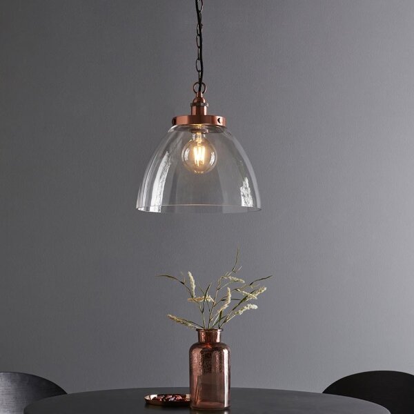 Endon 106895 - Lampadario a catena HANSEN 1xE27/10W/230V in rame