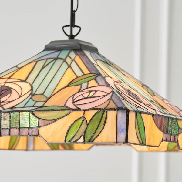 Endon 64384 - Lampadario a sospensione con catena Tiffany WILLOW 3xE27/60W/230V
