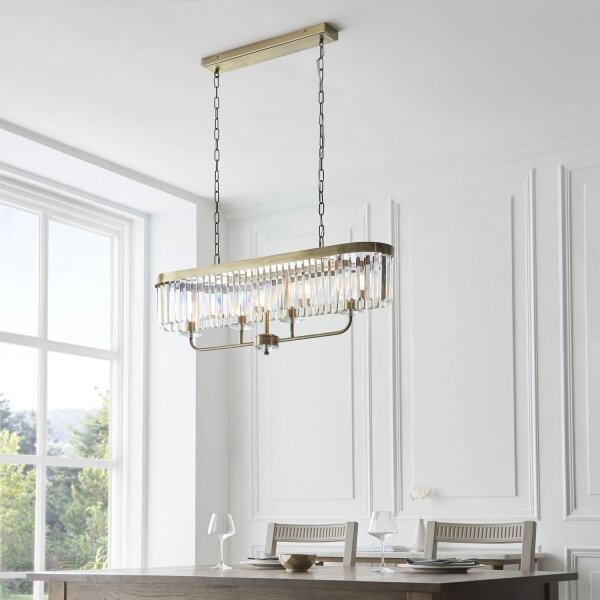 Endon 110539 - Lampadario a catena CHESTERFIELD 4xE14/6W/230V in ottone