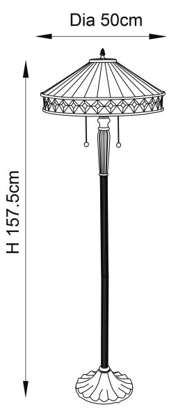 Endon 70936 - Lampada da terra Tiffany FARGO 2xE27/60W/230V, diametro 50 cm