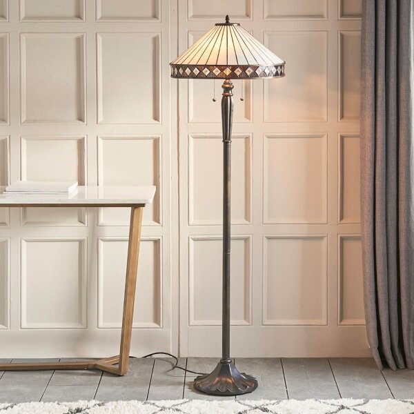 Endon 70936 - Lampada da terra Tiffany FARGO 2xE27/60W/230V, diametro 50 cm