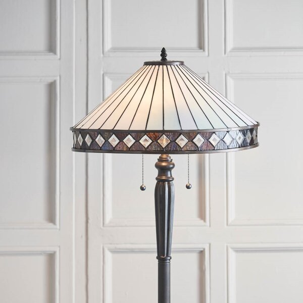 Endon 70936 - Lampada da terra Tiffany FARGO 2xE27/60W/230V, diametro 50 cm