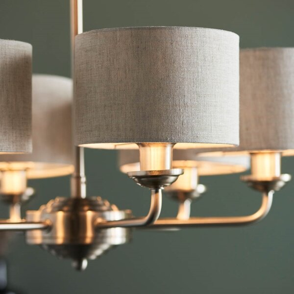 Endon 99151 - Lampadario sospeso con catena HIGHCLERE 6xE14/28W/230V grigio/cromo opaco