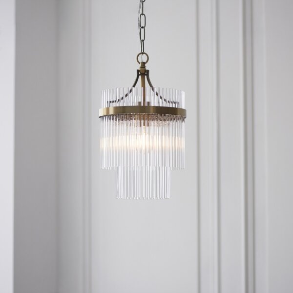 Endon 112572 - Lampadario a catena MARIETTA 1xE27/10W/230V ottone/trasparente