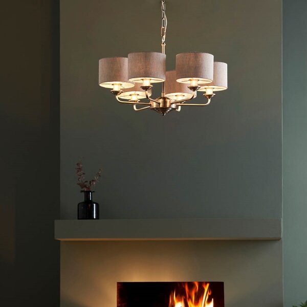 Endon 99151 - Lampadario sospeso con catena HIGHCLERE 6xE14/28W/230V grigio/cromo opaco