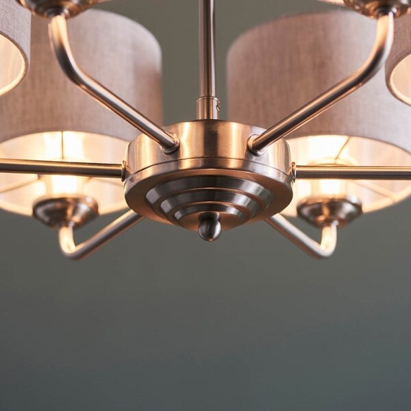 Endon 99151 - Lampadario sospeso con catena HIGHCLERE 6xE14/28W/230V grigio/cromo opaco