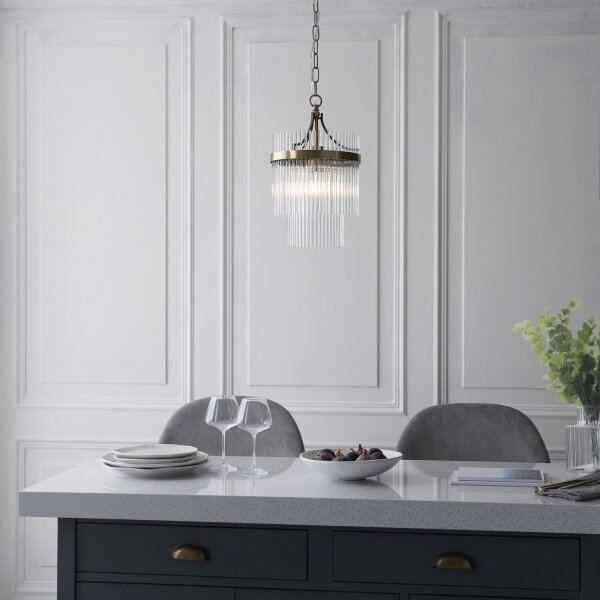 Endon 112572 - Lampadario a catena MARIETTA 1xE27/10W/230V ottone/trasparente