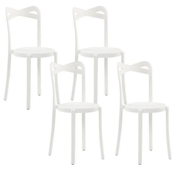 Moderno Set di 4 Sedie da pranzo per Giardino in Plastica Bianco Beliani