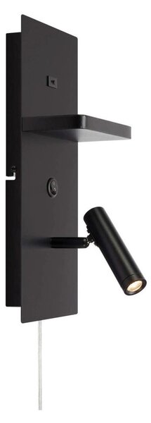 Markslöjd 109018 - Lampada da parete LED CARICA con mensola e porta USB 4W/230V, nero
