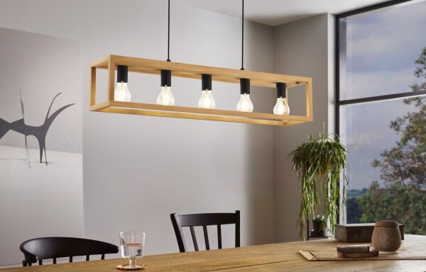Eglo 32143 - Lampada a sospensione su cavo BLACKCROWN 5xE27/40W/230V marrone