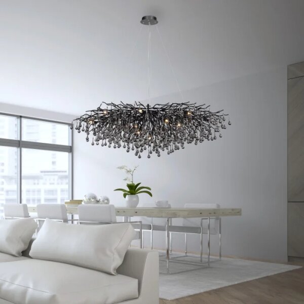 Paul Neuhaus 2031-18 - Lampadario a sospensione con cavi ICICLE 15xG9/40W/230V 75x150 cm nero