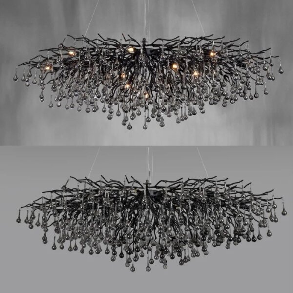 Paul Neuhaus 2031-18 - Lampadario a sospensione con cavi ICICLE 15xG9/40W/230V 75x150 cm nero