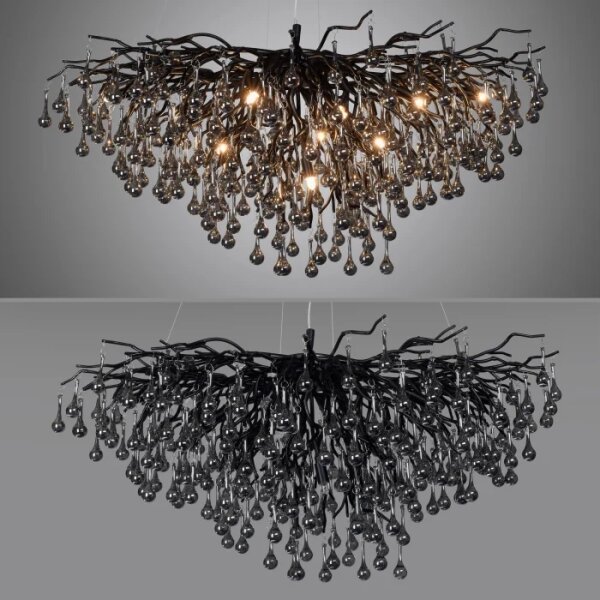 Paul Neuhaus 2192-18 - Lampadario a sospensione con cavo ICICLE 10xG9/40W/230V 50x100 cm nero
