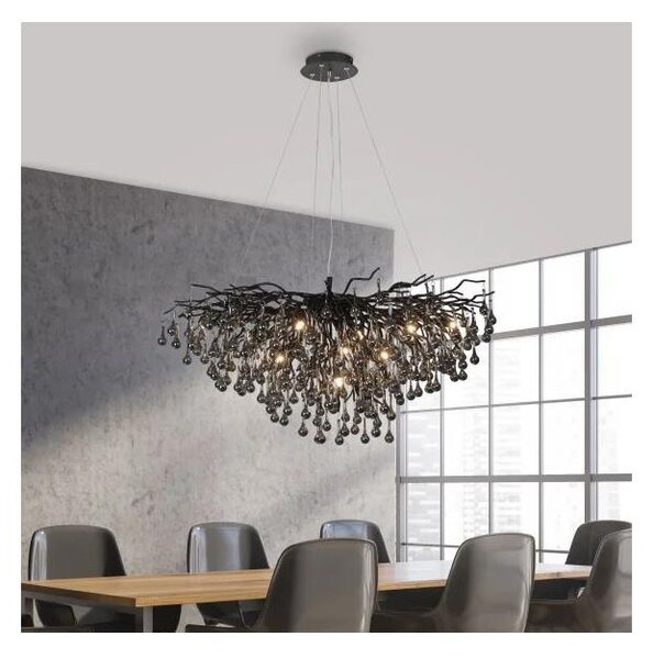 Paul Neuhaus 2192-18 - Lampadario a sospensione con cavo ICICLE 10xG9/40W/230V 50x100 cm nero