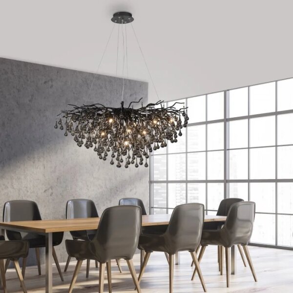 Paul Neuhaus 2192-18 - Lampadario a sospensione con cavo ICICLE 10xG9/40W/230V 50x100 cm nero
