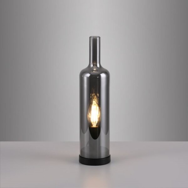 JUST LIGHT. 14006-25 - Lampada da tavolo BOTTLE 1xE14/25W/230V nero/vetro fumé