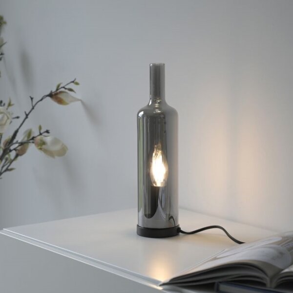 JUST LIGHT. 14006-25 - Lampada da tavolo BOTTLE 1xE14/25W/230V nero/vetro fumé