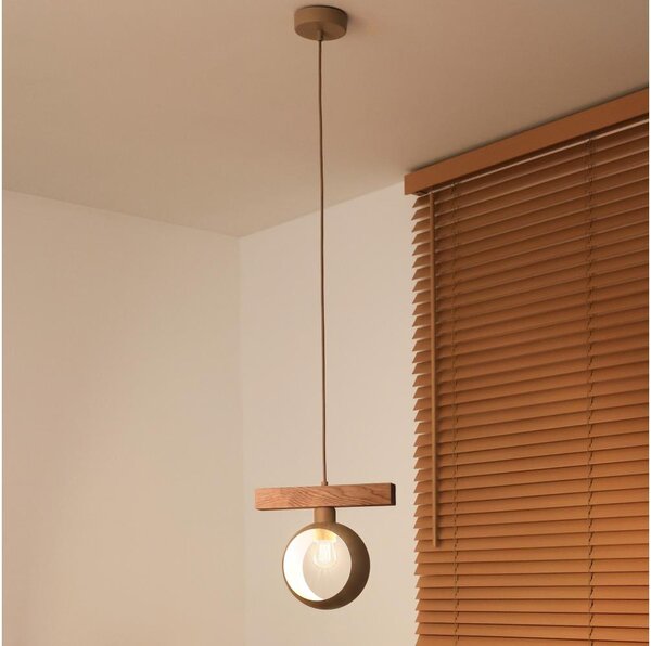 Duolla - Lampadario sospeso su cavo IRONLINE 1xE27/15W/230V pino rovere/beige