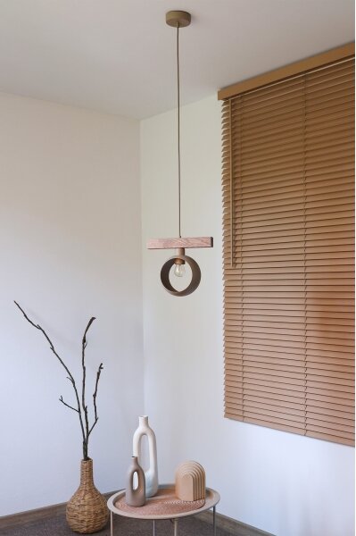 Duolla - Lampadario sospeso su cavo IRONLINE 1xE27/15W/230V pino rovere/beige