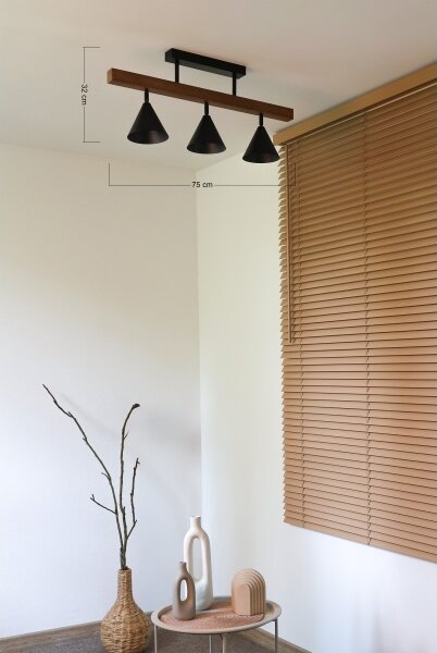 Duolla - Plafoniera IRONLINE 3xG9/3W/230V pino rovere/nero