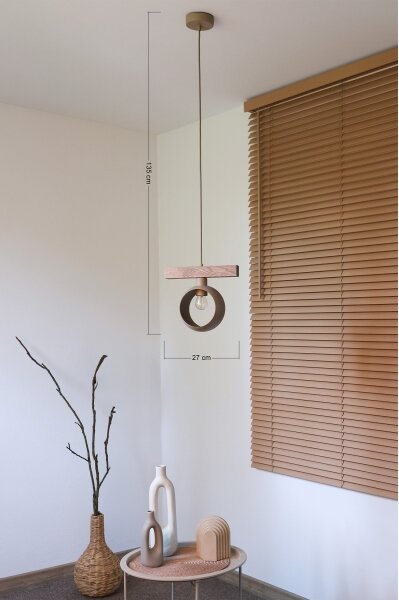 Duolla - Lampadario sospeso su cavo IRONLINE 1xE27/15W/230V pino rovere/beige