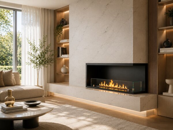 Divina Fire Camino a Bioetanolo da Incasso ad Angolo Biocamino Angolare 120x50 URANO120 DX TOPLINE - DF1200UDX