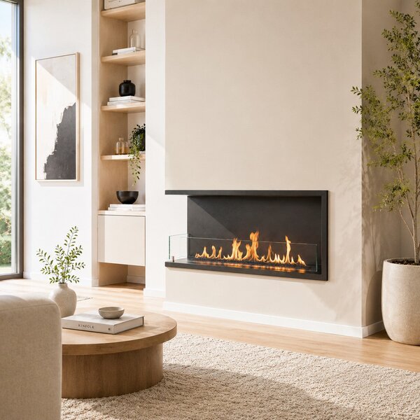 Divina Fire Camino a Bioetanolo da Incasso ad Angolo Biocamino Angolare 120x50 URANO120 SX TOPLINE - DF1200USX