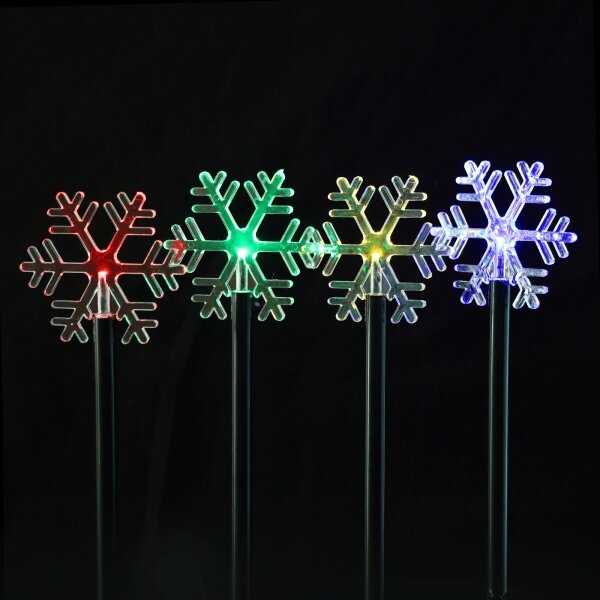 Aigostar - Luce solare natalizia LED RGBY, 1,2 V, 8 funzioni, 1 m, IP65, 800 mAh, fiocchi di neve