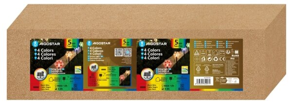 Aigostar - Luce solare natalizia LED RGBY, 1,2 V, 8 funzioni, 1 m, IP65, 800 mAh, fiocchi di neve