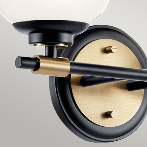 Kichler KL-BENNO2-BK-CPZ-LED Lampada da bagno BENNO 2x LED/3W/230V nero/oro IP44
