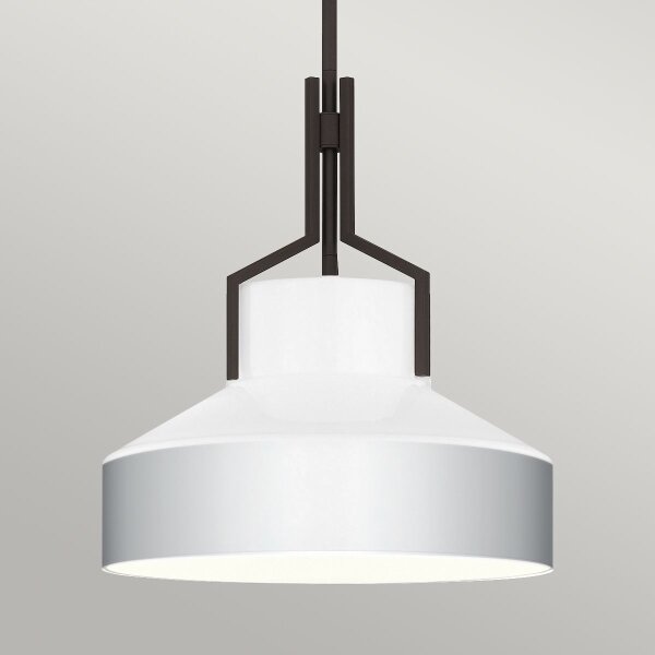 Quoizel QZ-BRECKEN-2P-OZ-OPAL - Lampada a sospensione con asta BRECKEN 2xE27/60W/230V nero/bianco