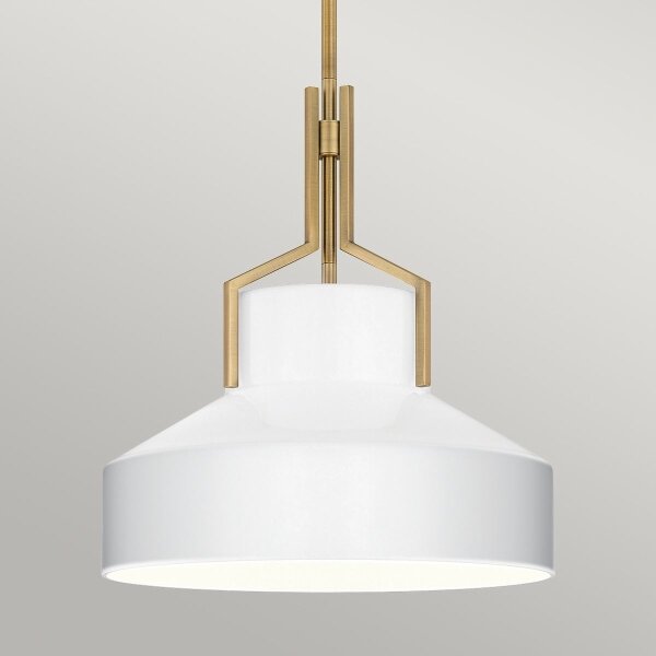 Quoizel QZ-BRECKEN-2P-AB-OPAL - Lampadario a stelo BRECKEN 2xE27/60W/230V oro/bianco