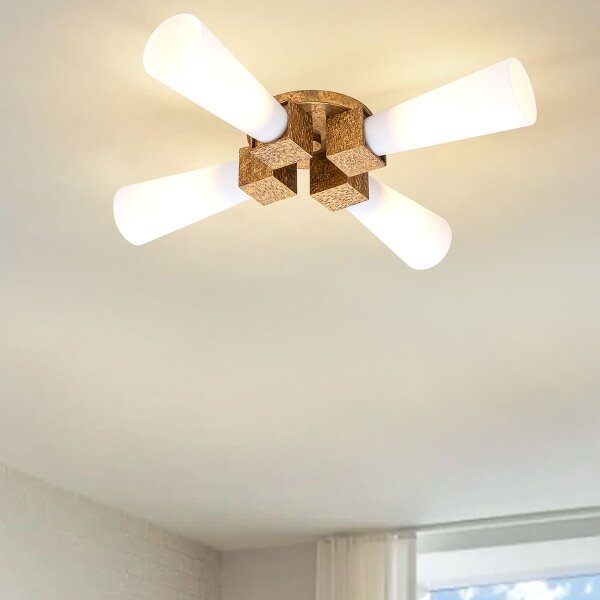 Elstead KRISTY-4P-DG-OPAL - Lampadario a stelo KRISTY 4xE27/40W/230V, finitura rame