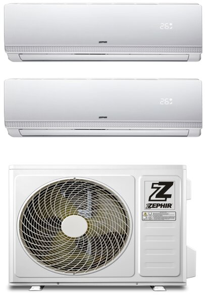 Zephir Climatizzatore Dual Split Inverter 9000 + 12000 Btu/h Inverter Classe A++/A+ R32 Wi-Fi (Unit Interna + Unit Esterna) - ZDUO9+12 Wi Fi MY24