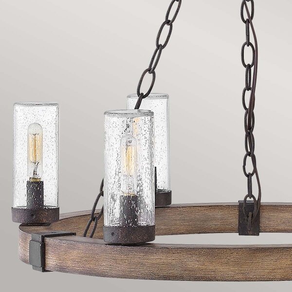 Hinkley HK-SAWYER6-SQ - Lampadario a sospensione con catena SAWYER 6xE14/40W/230V marrone