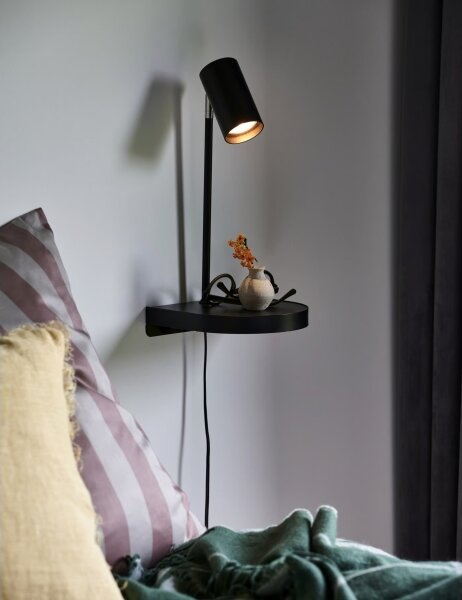 Nordlux - Lampada da parete con mensola CODY 1xGU10/15W/230V nera