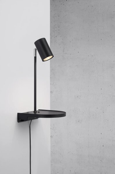 Nordlux - Lampada da parete con mensola CODY 1xGU10/15W/230V nera