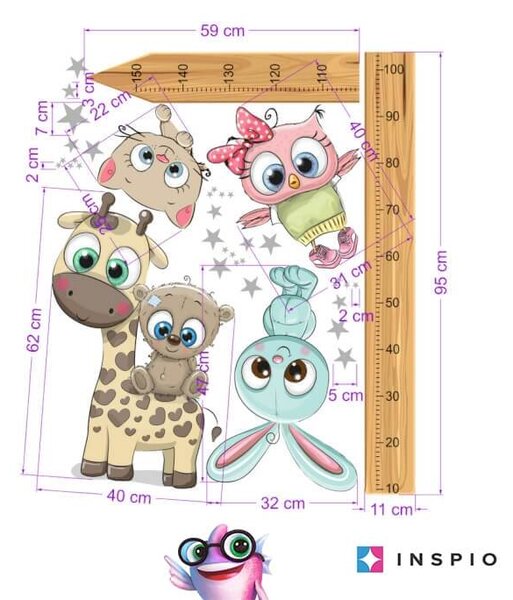 Metro per bambini 150 cm con animaletti CUTE2