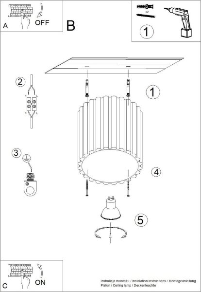 Sollux SL.1784 - Faretto AURA 1xGU10/10W/230V 10 cm nero