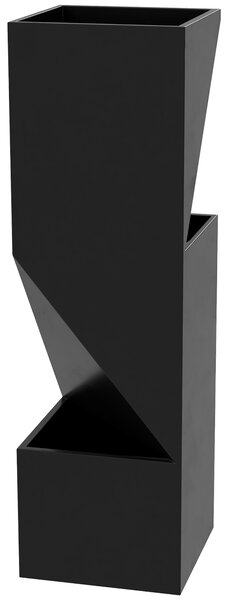 Outsunny Fioriera da Esterno con 3 Aree di Coltivazione e Fori di Drenaggio, in Metallo Nero, 30x30x100 cm