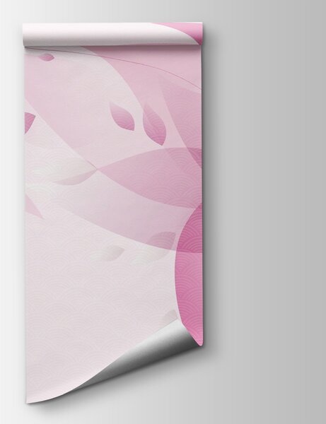 Carta da parati Fiore rosa e viola, Carta da parati acquerello sul muro, Carta da parati popolare, w02562 - Tapeko.it