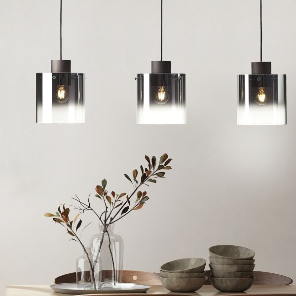 Brilliant - Lampadario a cavo BETH 3xE27/60W/230V nero/fumé
