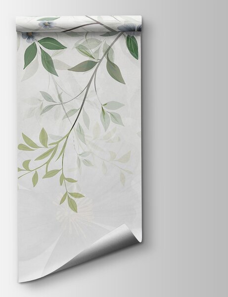 Carta da parati Pittura di fiori e foglie, Carta da parati Natura, Carta da parati popolare, w00316 - Tapeko.it