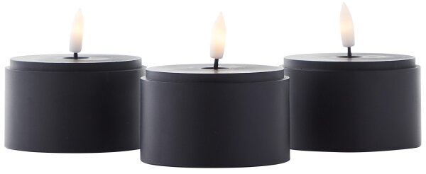 Brilliant - Set di 3 candele LED BOUGIE LED/2xAA IP44 nero/fumé