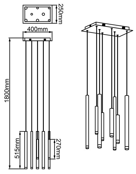 Brilliant -LED Lampadario dimmerabile a cavo CEMBALO LED/32W/230V cromato/nero/marrone
