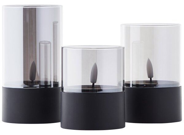 Brilliant - Set di 3 candele LED BOUGIE LED/2xAA IP44 nero/fumé